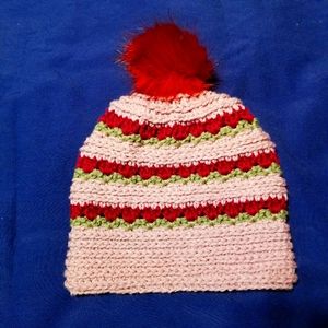 Crochet rose beanie